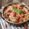 A steaming bowl of delicious Instant Pot Rice and Beans, a flavorful Latin American dish, ready to satisfy your taste buds.