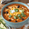 Instant Pot Chicken Enchilada Soup—a bowlful of Mexican comfort with shredded chicken, veggies, and rich flavors.